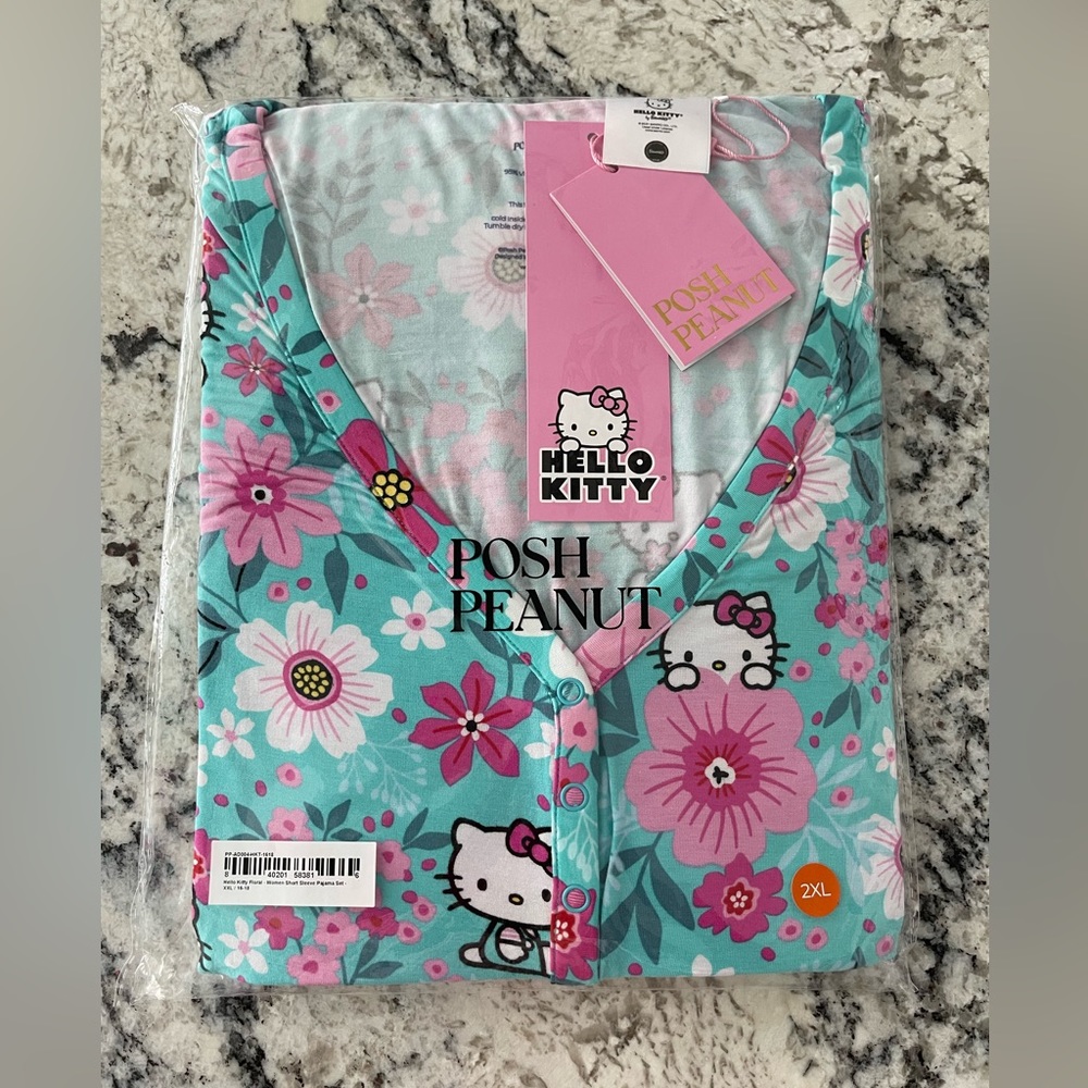 Posh Peanut Hello Kitty Woman’s Pajama set short Sleeve XXL NWT Floral Lim Edit